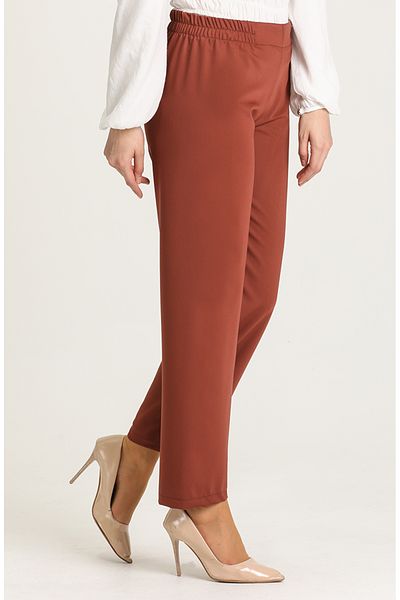 sefamerve Model 1983D-01 Pantaloni cu talie elastică de culoare cărămidă