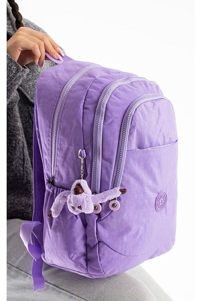 DUOMİNO Crinkle Water Resistant Μεγάλο Μέγεθος Λιλά Κλίνκερ Σακίδιο Ταξιδιωτική Σχολική Τσάντα 15,6 Γυμνασίου
