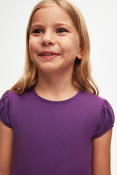 LOVETTI Μωβ Basic Κοριτσίστικο μπλουζάκι με λαιμόκοψη καρπούζι με μανίκια