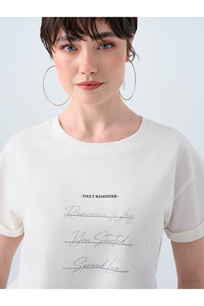 Loft Γυναικείο T-Shirt σε εκρού LF2040258