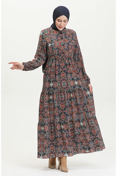 sefamerve Φόρεμα Tile Purple Viscose Printed - 0394-03