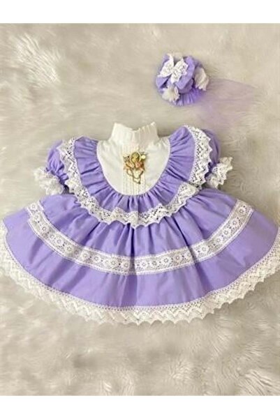 Hly Karol Tasarım Lila Kız Bebek Elbisesi,Doğum günü elbisesi, fotoğraf çekim...