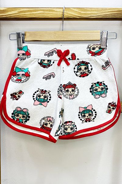HÇM Girl's Shorts Printed with Bow Belt Elastic A22