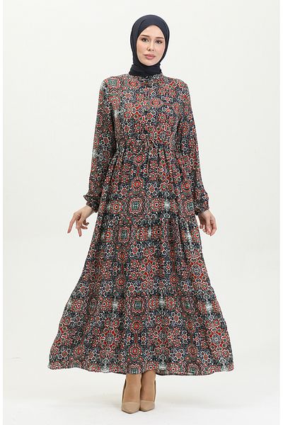 sefamerve Φόρεμα Tile Purple Viscose Printed - 0394-03