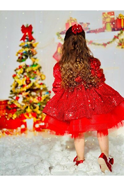 Hly Karol Tasarım Kırmızı Pullu Kız Bebek Elbisesi,Doğum günü elbise,fotoğraf çekim elbise,0-12 Yaş Uygun
