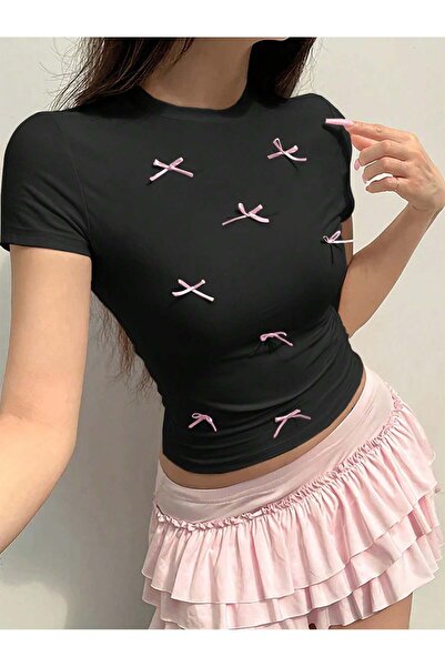 MOONBULL Жіноча блузка з 8 рожевими бантиками