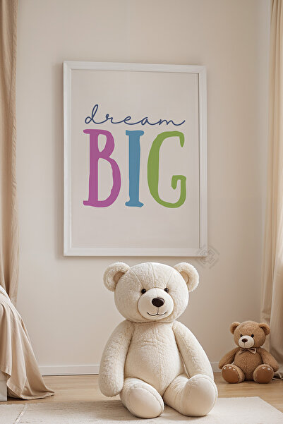 Basquiart Poster cu ramă albă pentru camera copiilor, camera bebelușilor, tab...