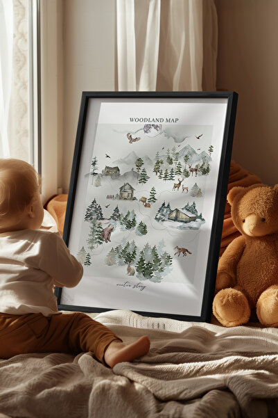 Basquiart Poster cu ramă neagră pentru camera copiilor, camera bebelușilor, t...