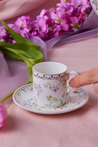 Karaca Minton Coffee Cup and Saucer 90 ml