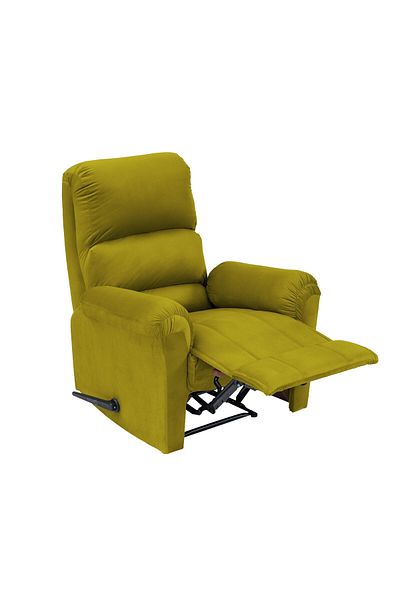 BACK COMFORT Velvet Rocking & Rotating Recliner Chair - Gold - ChillSeat