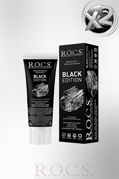 R.O.C.S. Black Edition Whitening Black Toothpaste 60 ml (2 Pcs)