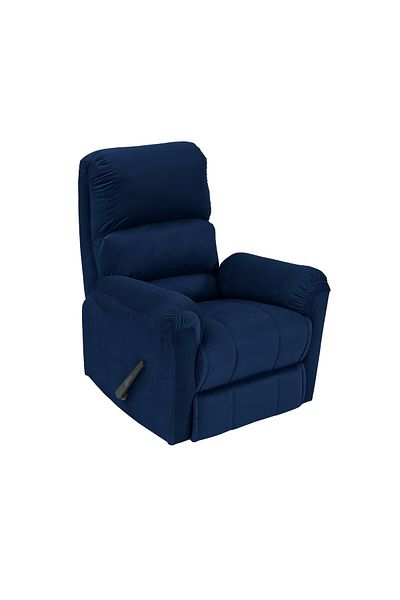 BACK COMFORT Velvet Rocking Recliner Chair - Dark Blue - ChillSeat