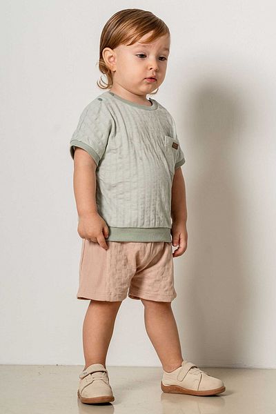 bombe Baby Kids Cotton Short Sleeve Shorts 2-Piece Set Trend Fashion Bottom Top Set