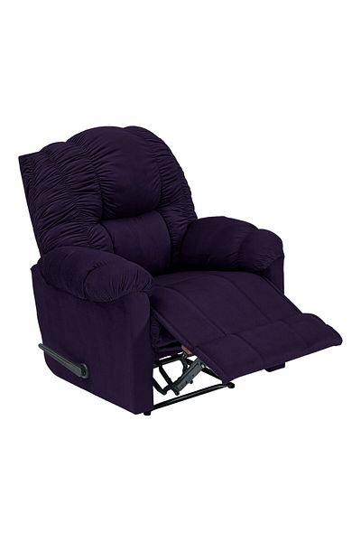 BACK COMFORT Velvet Rocking & Rotating Recliner Chair - Dark Purple - ComfyChair