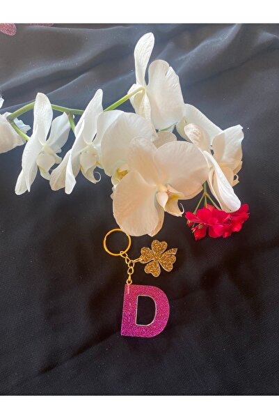 Bellinzona Breloc cu litera D, cu sclipici mov, accesoriu pentru geantă [cu o...