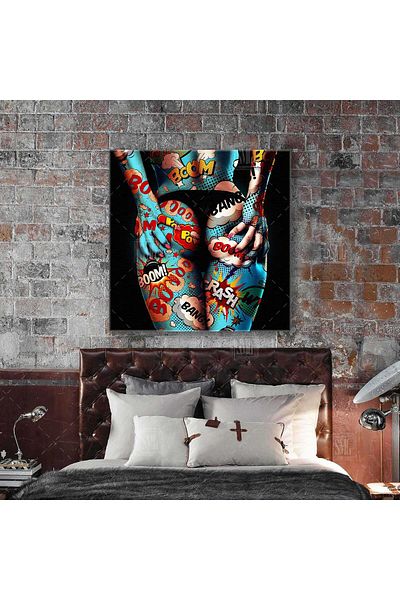 SML TABLO Bootyful Boom Street Art Graffiti Τατουάζ Μοντέλο Τετράγωνος Πίνακας Καμβά