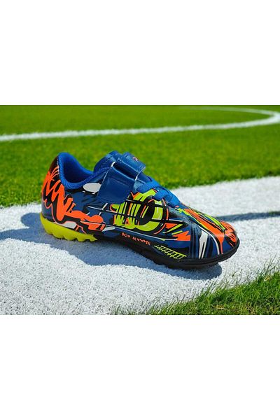 Playup Children's Floor Shoes with Velcro and Laces Colorful Digital Printed Thermo Sole