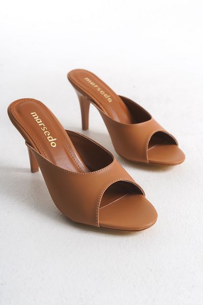 MARSEDO Gloria Women's Thin Heel Round Toe Daily Slippers Brown