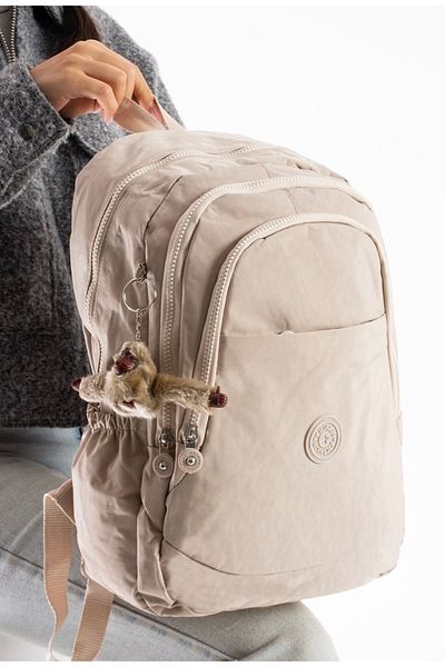 DUOMİNO Crinkle Water Resistant Μεγάλο Μέγεθος Μπεζ Κλίνκερ Σακίδιο Ταξιδιωτική Σχολική Τσάντα 15,6 Γυμνασίου