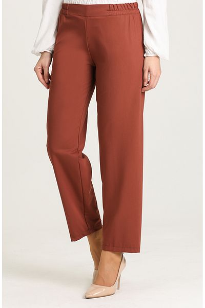 sefamerve Model 1983D-01 Pantaloni cu talie elastică de culoare cărămidă