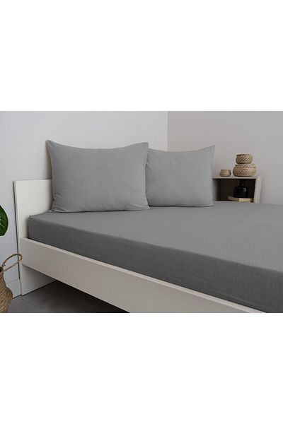 VİLERA HOME Light Gray King Size 180*200 Bed Sheet Set