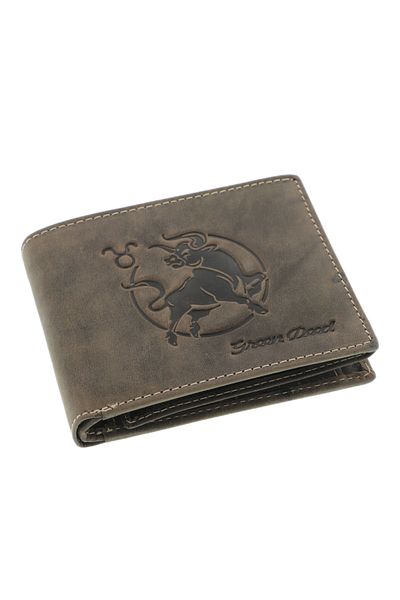 GiftExpress Men's brown leather wallet zodiac Taurus