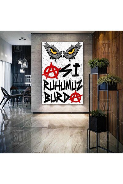 SML TABLO Asi Ruhumuz Burda Kartal Beşiktak Eagle Şampiyon Dikey Kanvas Tablo