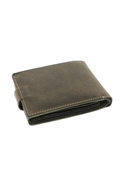 GiftExpress Gemini wallet, brown genuine leather with clasp