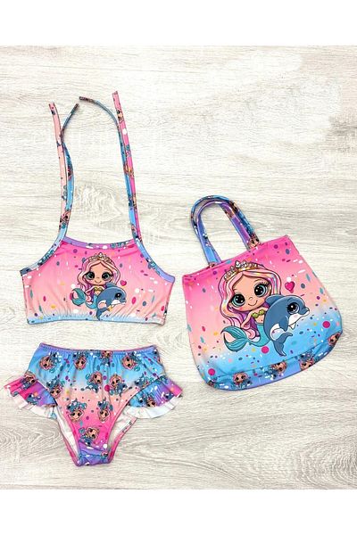 ANGELOS GIRLS Girl's 3-Piece Swimsuit Set with Bag 3-10 Years 12211