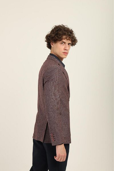 AGUSTİNİ Burgundy Color Pointed Collar Half Lining Bag Pocket Blazer Single Jacket Slim Fit |   Agustini