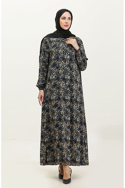 sefamerve Φόρεμα με μοτίβο Viscose Plus Size - 44851P-01 Saks