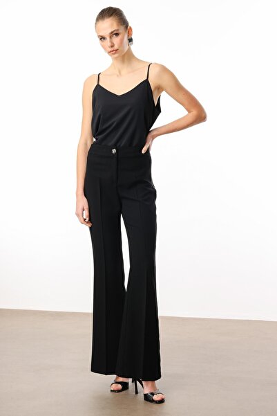 Moda İlgi Modailgi Yanları Şerit Swaroski Pantolon - 75008 Siyah