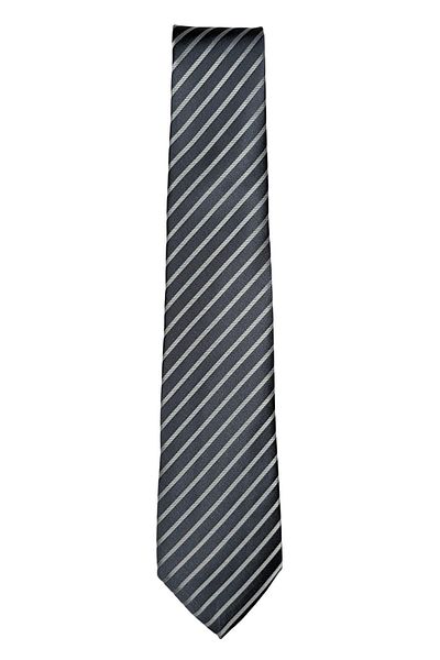 1001 Kravat 8 cm Wide Black Classic Tie with Gray Stripes