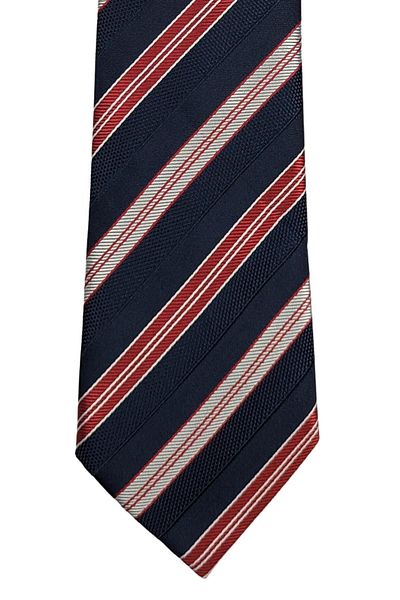 1001 Kravat Navy Blue Red Striped Stylish Tie
