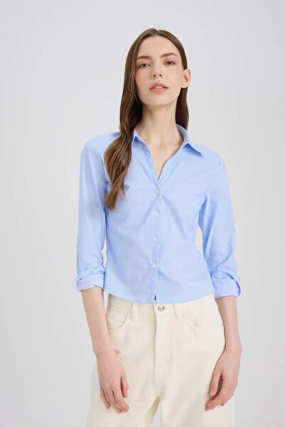 DeFacto Mavi Kadın Gömlek D4013AX/BE552