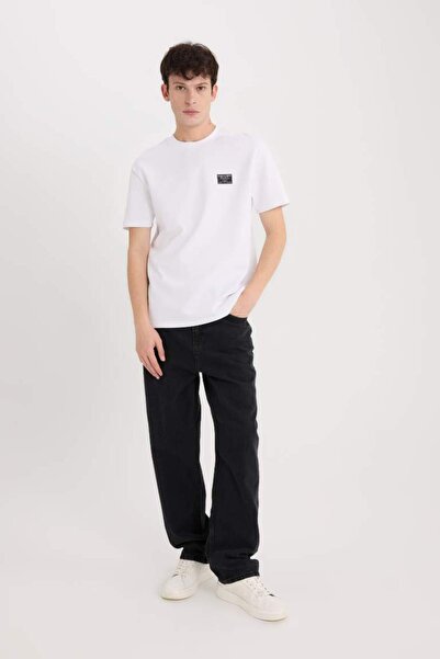 DeFacto Λευκό ανδρικό μπλουζάκι D5516AX/WT34