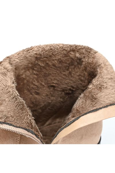 Tmall Ghete de damă, din piele ecologică cu interior din blană, Bd1007, kaki