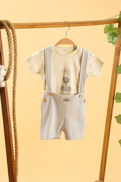 bombe طقم بناتي بوي بيبي كيد طبيعي مكون من قطعتين من القطن الطبيعي First I'm Trend Fashion Bottom Top Set