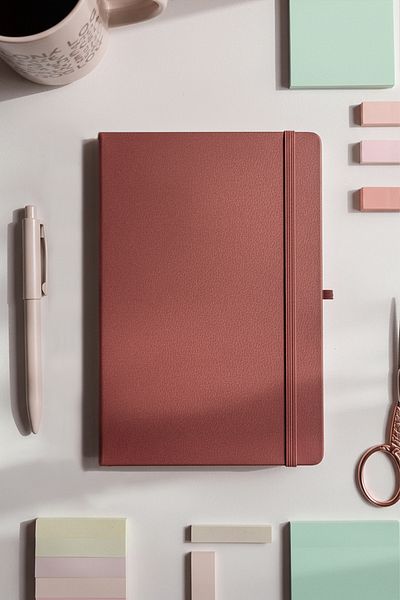 inkglo Tan Striped Notebook Hard Cover Undated Agenda Notepad 13X21 cm