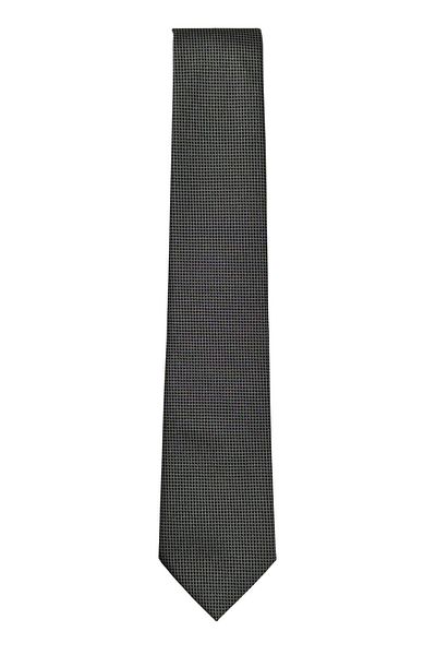 1001 Kravat 7 cm Wide Black and White Patterned Thin Tie