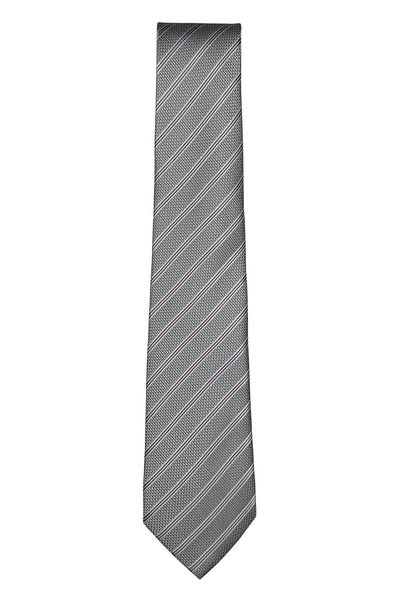 1001 Kravat Gray Slim Striped Tie