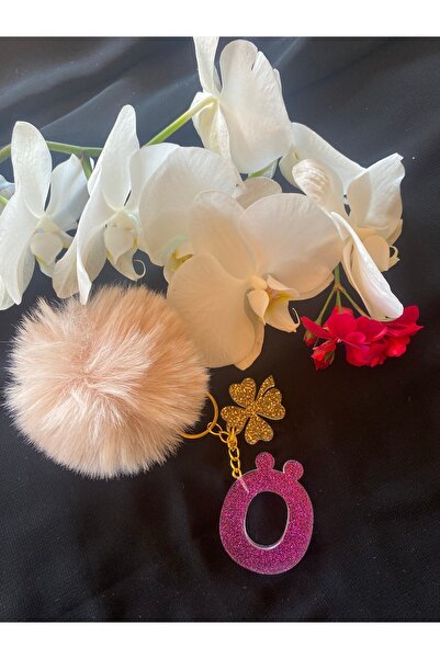 Bellinzona Breloc cu litera O, cu sclipici mov - Accesoriu pentru geantă [Cu ...