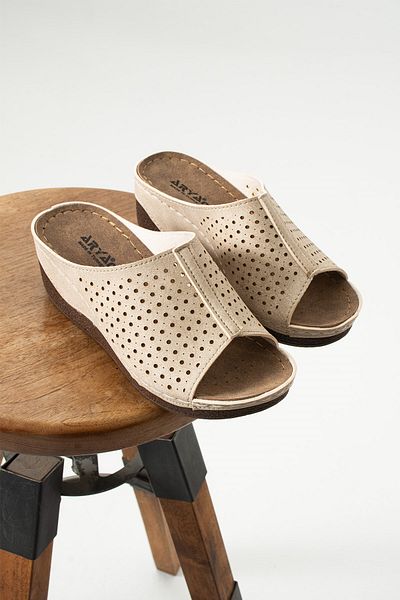 AlbiShoes Nicky Γυναικεία Χονδρή Σόλα Μαλακή 6cm Κρυφό Σφήνα Τακούνι Mother Γυναικείες Παντόφλες Σπίτι Casual Παντόφλες