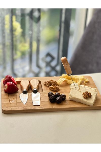CNSZ Bamboo Breakfast Presentation - Wooden Presentation - Breakfast - Snack Bowl - Cheese Cutting Board Presentation