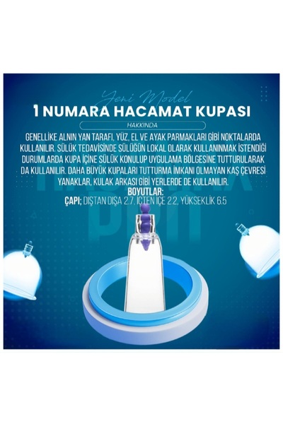 Hacamatik 1 Adet 1 Numara Hacamat Kupası - Masaj Kupası - Bardak Çekme Kupa