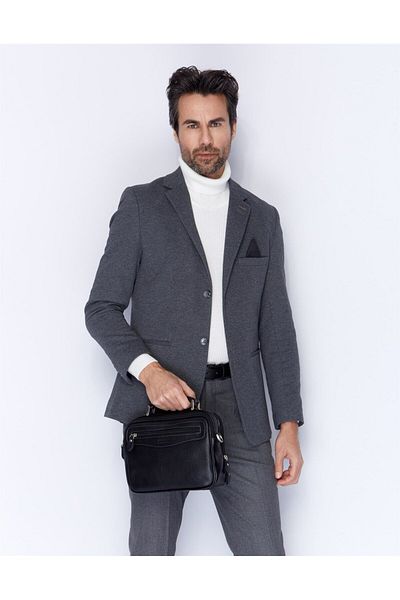 Aka Deri Black Leather Portfolio Bag 390 2