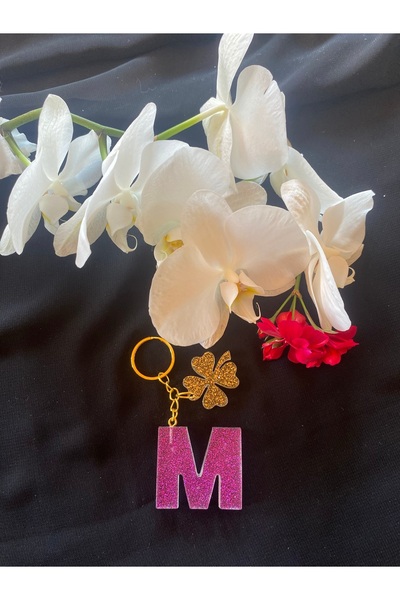 Bellinzona Breloc cu litera M, mov, cu sclipici - Accesoriu pentru geantă [Cu...