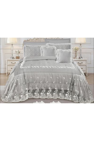 miral A luxurious royal bridal bedspread with a lace design to give you elegance and beauty, size 240*260 cm