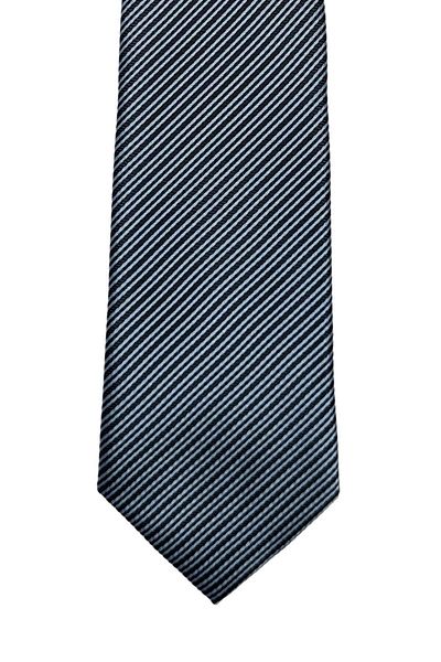 1001 Kravat 7 cm Wide Navy Blue Striped Thin Tie