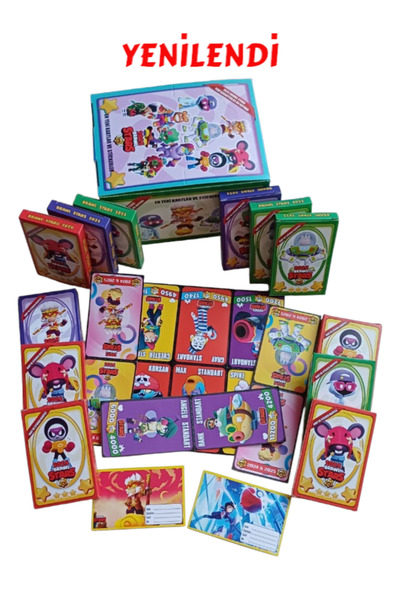 BRAWL Stars 12 Mini Kutu (72 KART 12 ADET STICKER TOPLAM 84 ADETLİ OYUN KARTI)